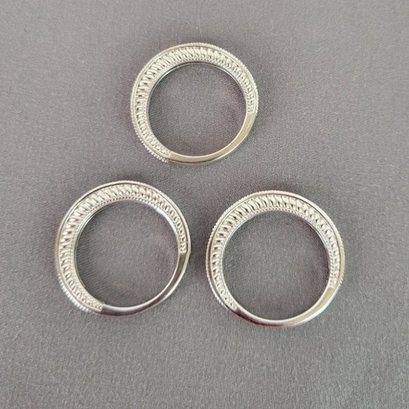 Set of 3 Sparkling Silver & Multi Color Sapphire Stackable Bands - Picture 7 of 10